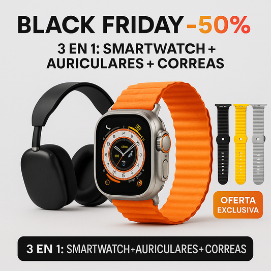 Smartwatch Ultra 2 + Auriculares P9 + 7 Correas Exclusivas | Pack Premium 3 en 1