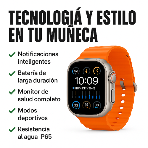 Pack 3 en 1 Smartwatch Ultra 2 + Auriculares P9 + 7 Correas