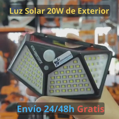 Luz Solar 20W NoLu Exterior Led + sensor de movimiento y 10h de batería